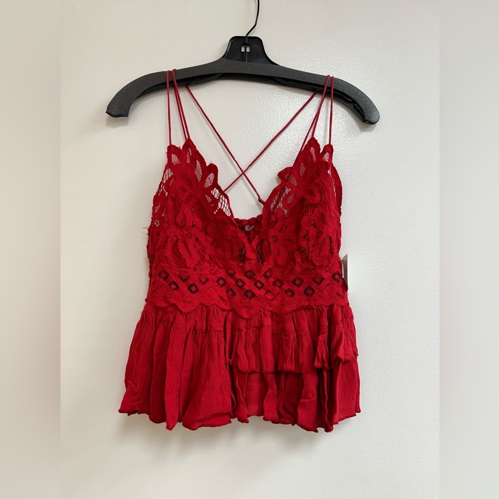 Free People Adella Cami in Cherry Red - Picture 3 of 8